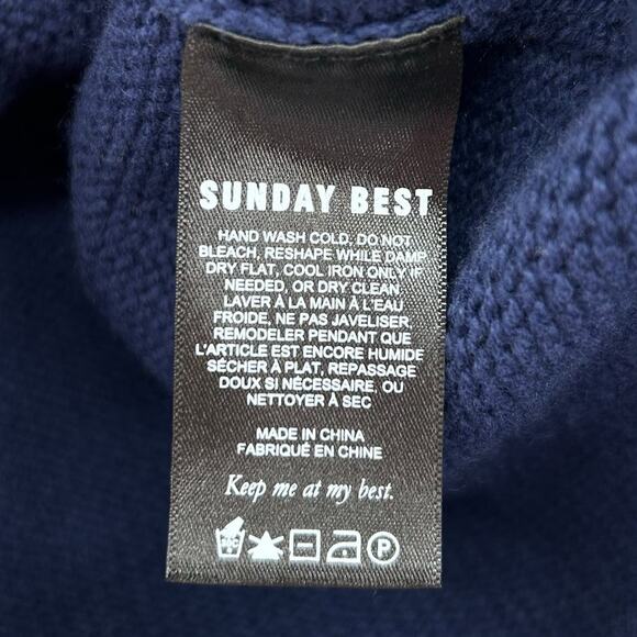 Sunday Best Navy Blue Sweater Vest Oversized Preppy Trendy Womens Size XXS - Picture 7 of 10